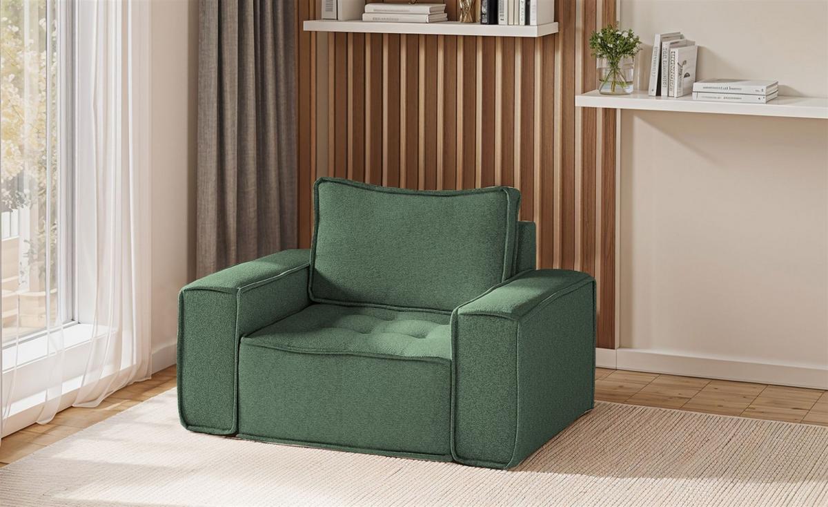 SESSEL Sande In Raven - Grün, Holzwerkstoff/Textil (132/85/90cm) - Fun Möbel