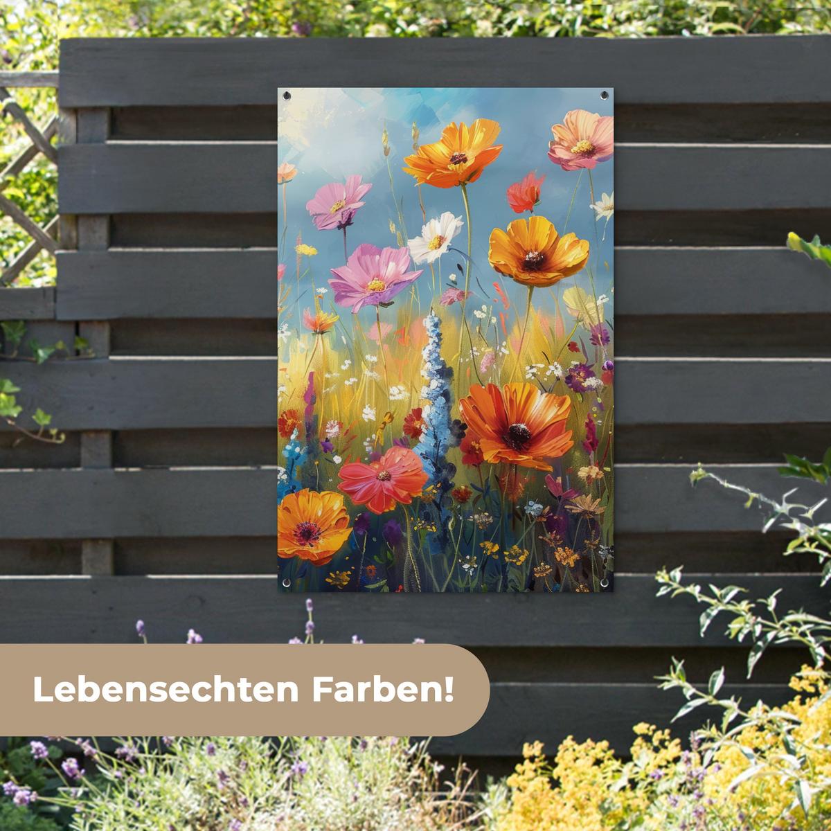GARTENPOSTER Blumen - Natur - Botanik - Kunst Outdoor Bilder 80x120 cm - Hellblau, Kunststoff (80/120/0.2cm) - OnlyWow