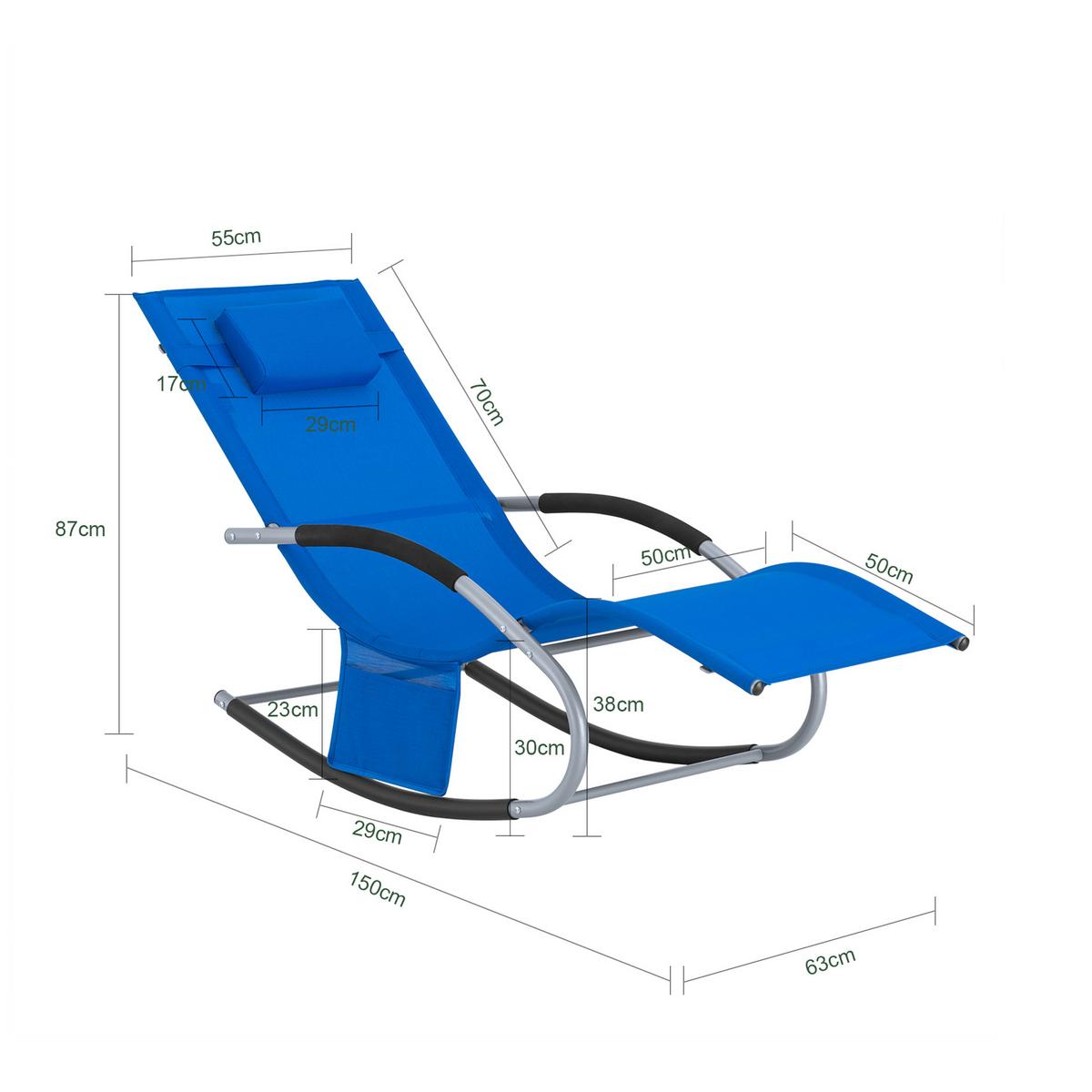 SONNENLIEGE blau - Blau, Metall (63/87/150cm) - SoBuy