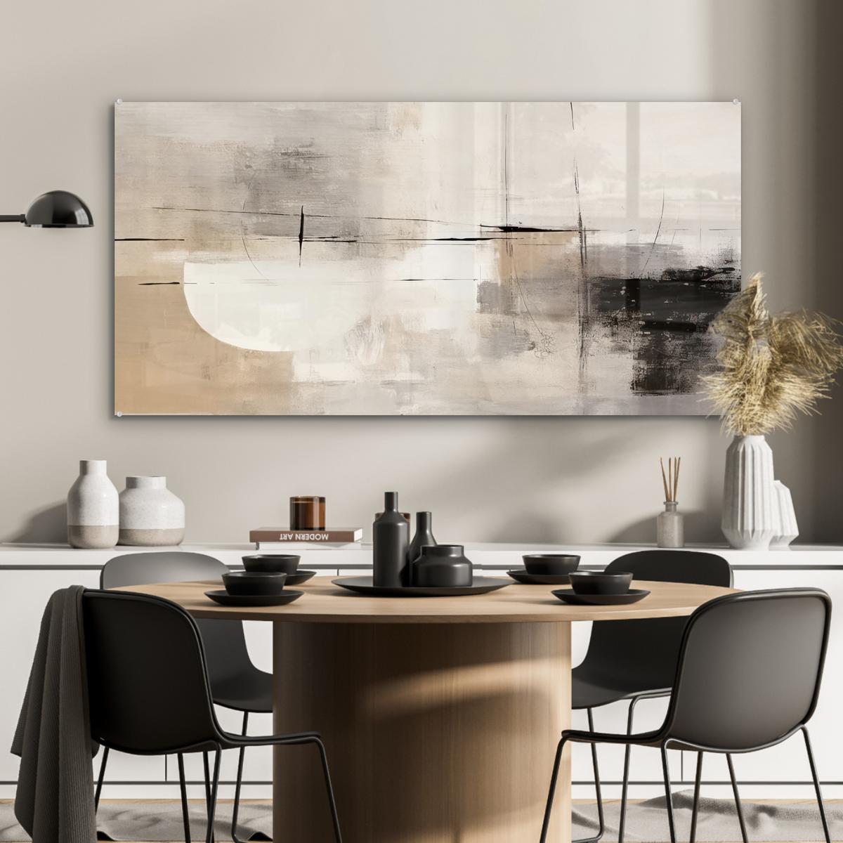 ACRYLGLASBILD Abstrakt - Kunst - Grau 120x60 cm - Hellgrau, Glas (120/60cm) - MuchoWow