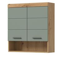 HÄNGESCHRANK Salbei grün, Eiche Artisan 74 x 79 cm, Badschrank hängend - Salbeigrün/Schwarz, Holzwerkstoff/Kunststoff (74/79/24cm) - Inn.Furn