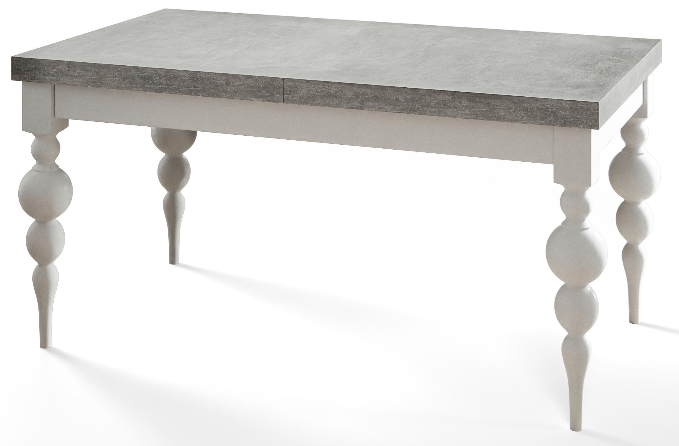 RECHTECKIGER Esszimmertisch LENA, ausziehbarer Tisch, Größe: 120-160X80X78,5 cm, Wohnzimmertisch Farbe: Grau, mit Tischbeinen in Farbe Weiß - Weiß/Grau, Holzwerkstoff (120/80/79cm) - Alpi-Möbel