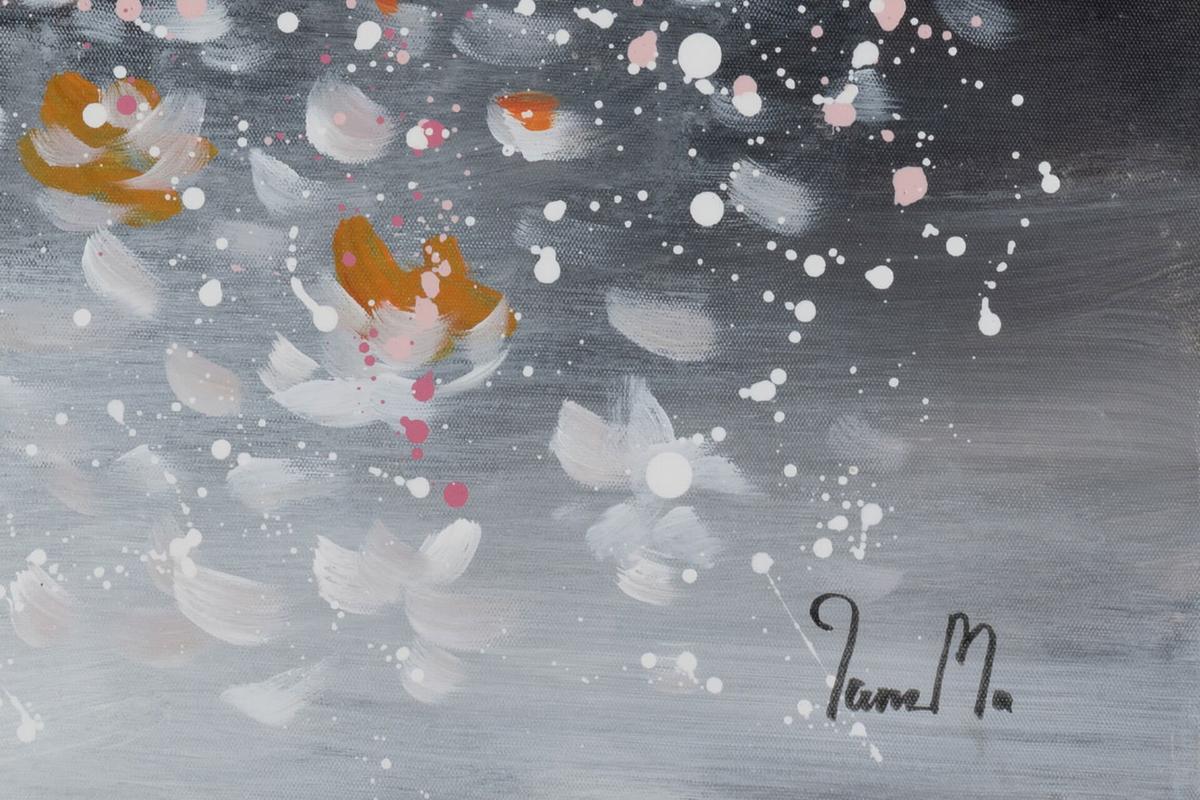 ACRYLBILD HANDGEMALT 60/90 cm - Pink/Schwarz, Holz/Textil (60/90cm) - KUNSTLOFT