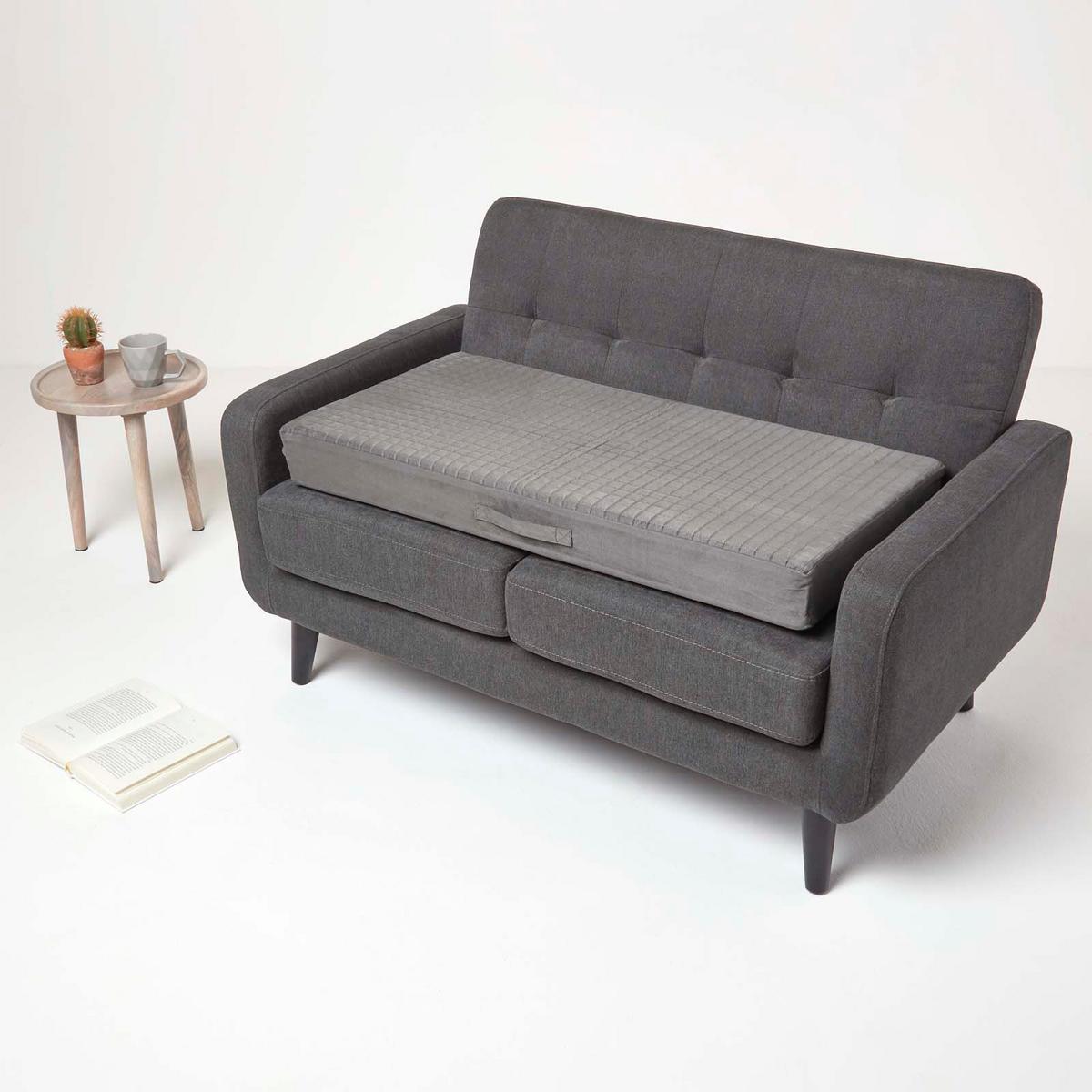 SOFA-AUFLAGE grau 100/50/10 cm – Velours-Sitzkissen orthopädisch - Grau, Textil (100/50/10cm) - Homescapes