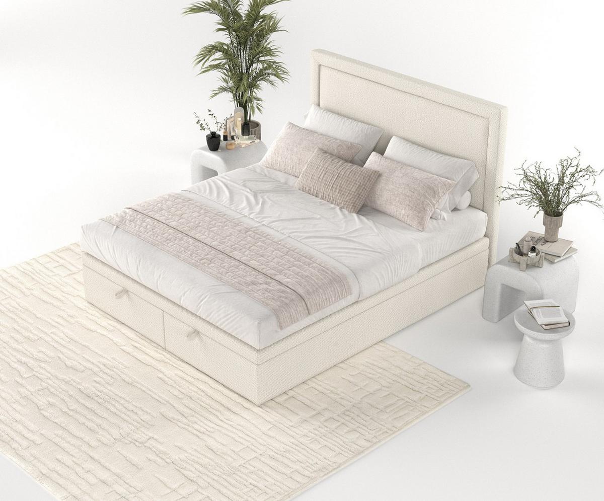 POLSTERBETT Salma mit Stauraum 140/200 cm Hellbeige im Alta Stoff - Sandfarben/Schwarz, Holz/Holzwerkstoff (140/200cm) - AltaBeds