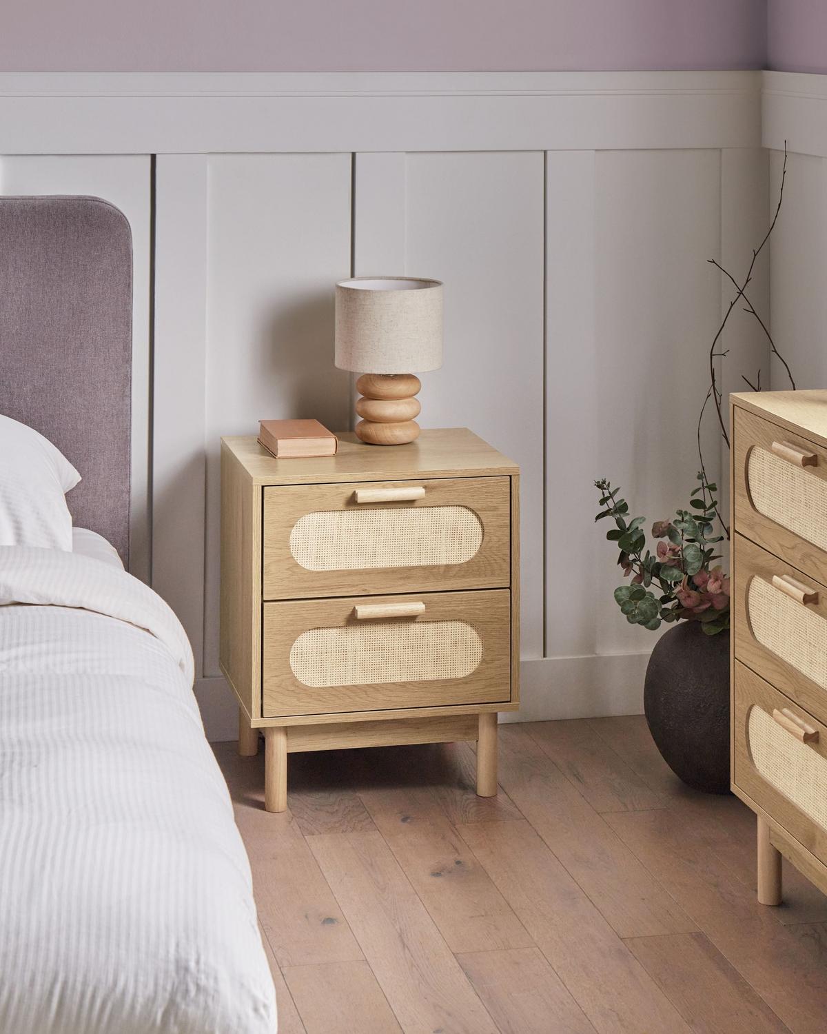NACHTTISCH mit 2 Schubladen Hellbraun Costello - Hellbraun, Holzwerkstoff (40/48/59cm) - Beliani