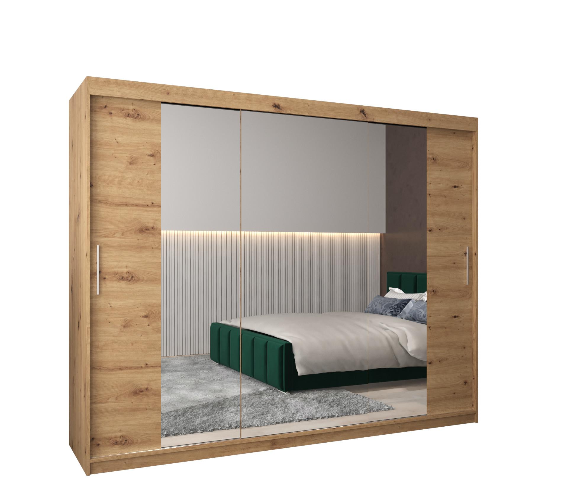 SCHWEBETÜRENSCHRANK 200/250/62 3-türig - Silberfarben/Eiche Artisan, Holz/Kunststoff (250/200/62cm) - MÖBEL KRYSPOL