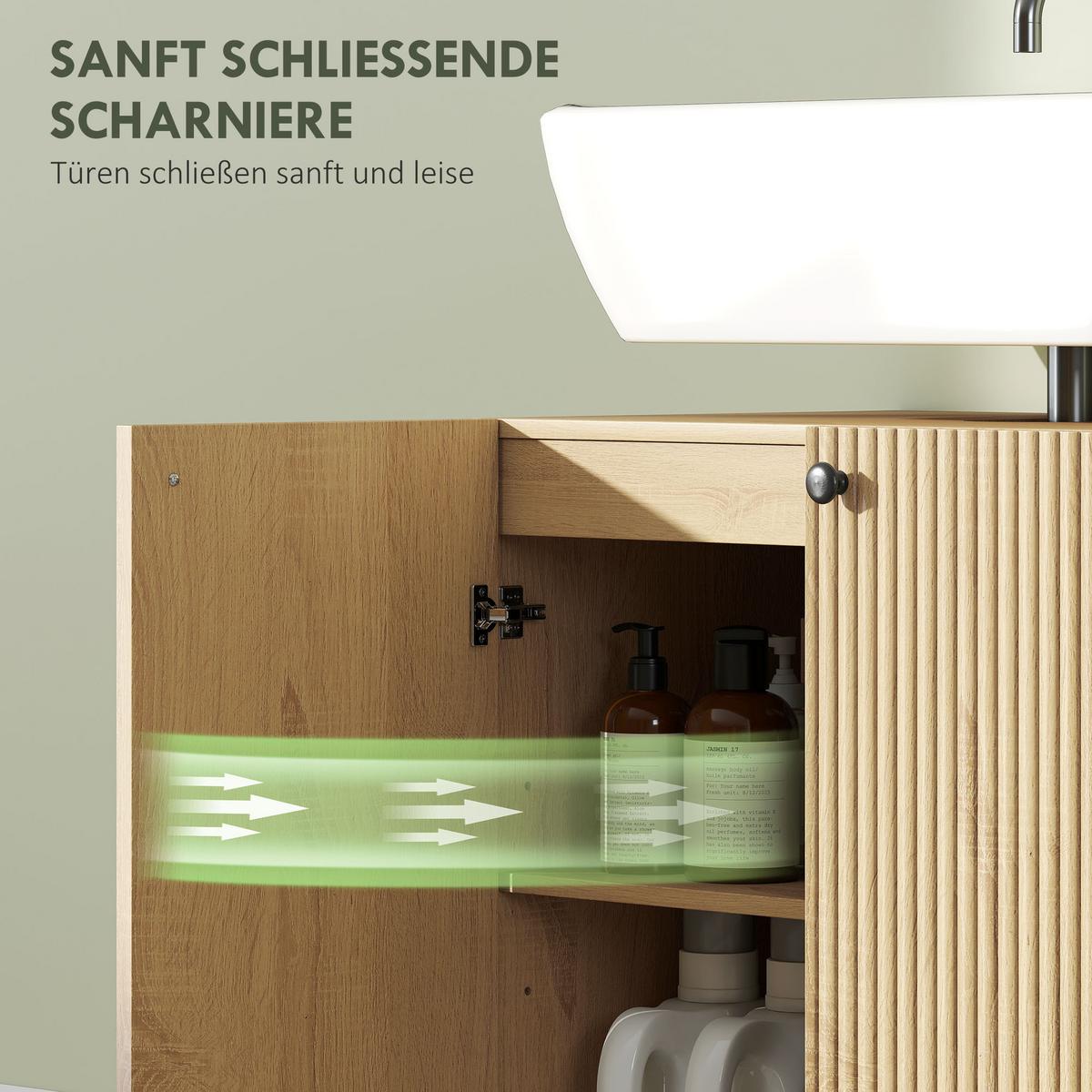 WASCHBECKENUNTERSCHRANK Spanplatte MDF Naturholz - Eichefarben, Holzwerkstoff (39.8/62/60cm) - HOMCOM