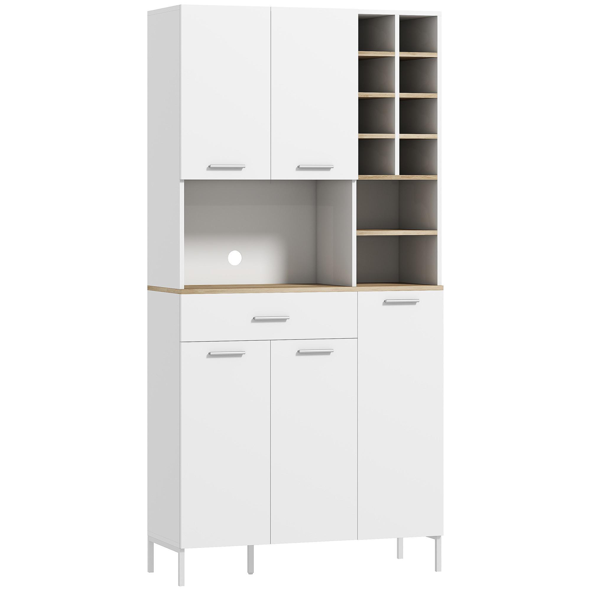 KÜCHENSCHRANK MDF Weiß - Silberfarben/Weiß, Holzwerkstoff/Metall (35/183/90cm) - HOMCOM