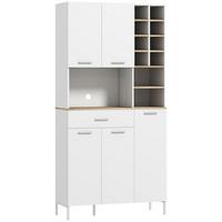 KÜCHENSCHRANK MDF Weiß - Silberfarben/Weiß, Holzwerkstoff/Metall (35/183/90cm) - HOMCOM