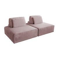 MODULSOFA WIOLO SOFT 2 MODULE 2 KISSEN Pink Cord - Schwarz/Rosa, Kunststoff/Textil (222/84/111cm) - KAWOLA