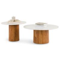 COUCHTISCHSET GANGA/YAMUNA 2er Set beige - Beige, Holz/Naturmaterialen (80/80/35cm) - IDIMEX