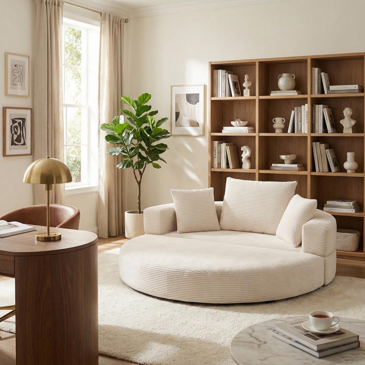 SOFABETT Klappbares Gästebett & Modulares Sofa aus weichem Cord-Stoff - Beige, Textil (173/40/176cm) - Urban Meuble