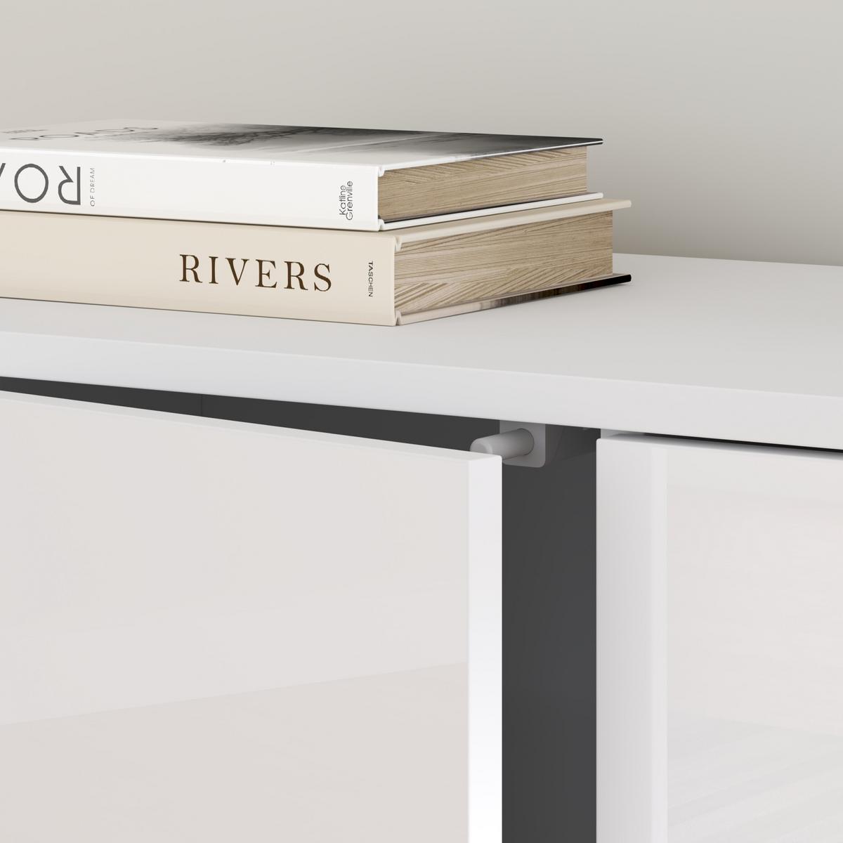 SIDEBOARD Paarl - Weiß Hochglanz, Holzwerkstoff (79/74/36cm) - [en.casa]