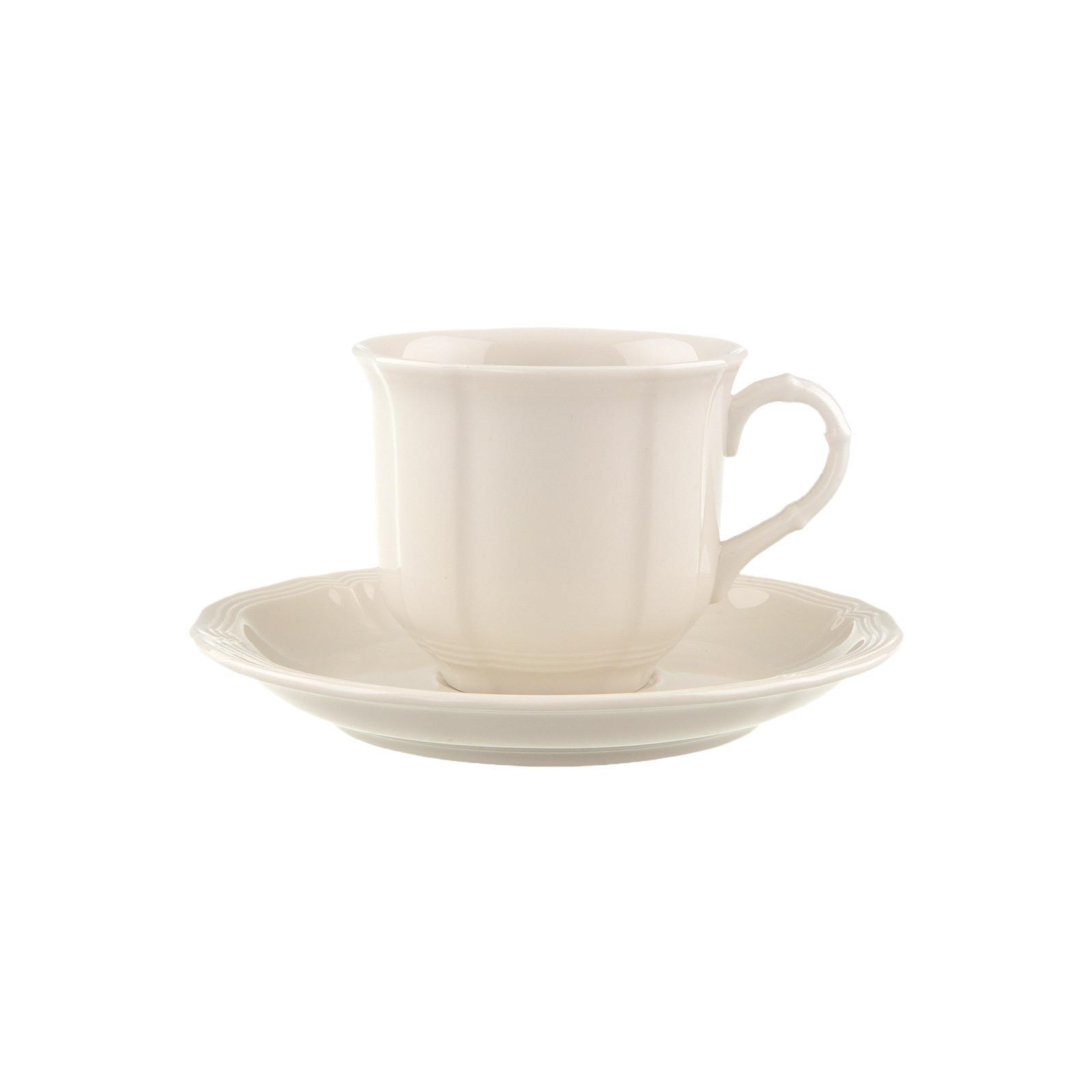 KAFFEETASSE MIT UNTERTASSE Manoir weiß 120 ml - Weiß, Keramik (14.5/8.7/14.5cm) - Villeroy & Boch