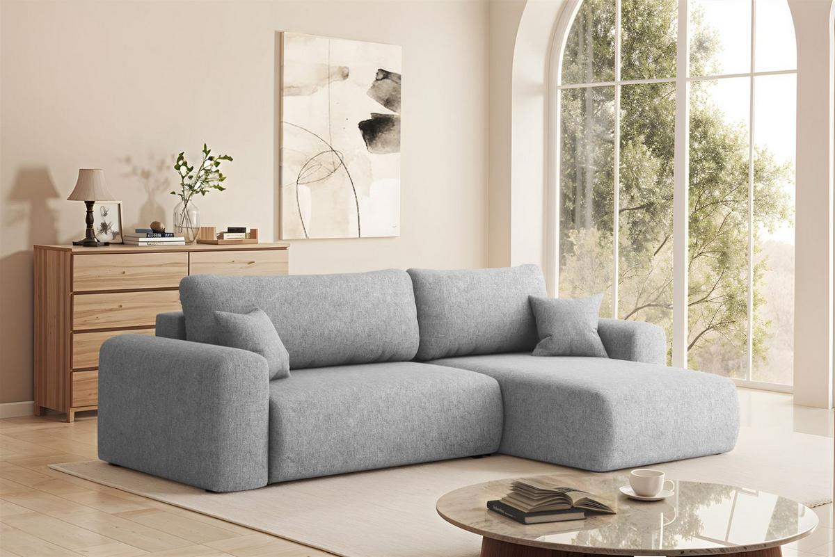 ECKSOFA Flora In Verita - Hellgrau, Holzwerkstoff/Textil (272/145cm) - Fun Möbel