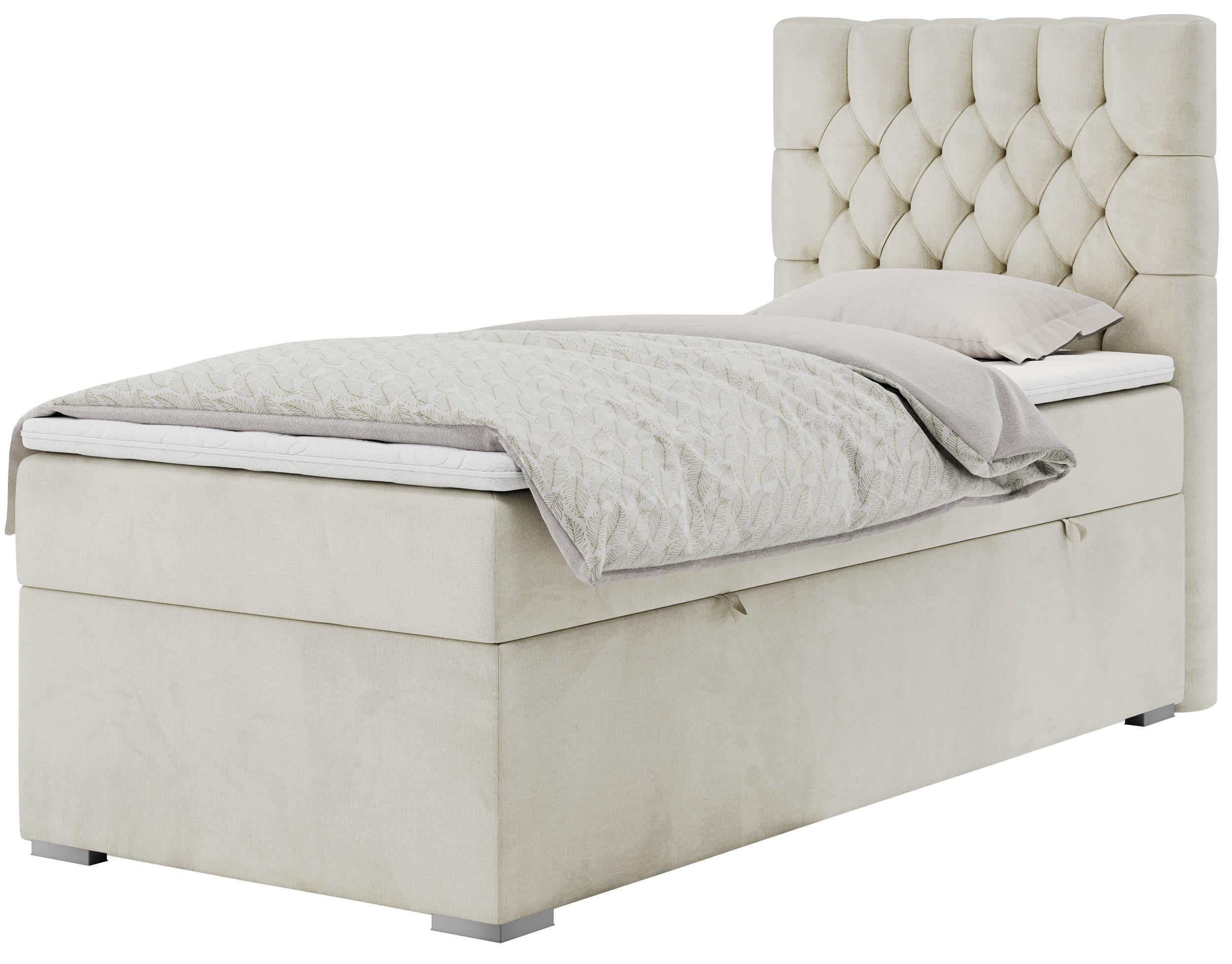 BOXBETT PERA 90/200 Beige Velvet - H4 - Rechts Seite - Beige, Holz/Textil (90/200cm) - MKS