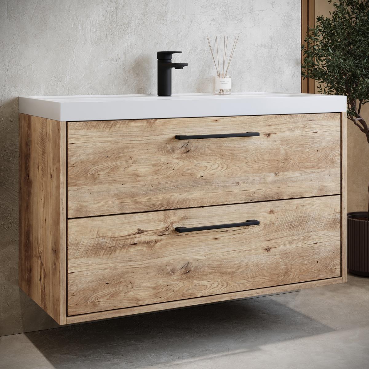 BADMÖBEL-SET Florence 2 Teile Kastanien Eiche - 80 x 40 x 51 cm - Eichefarben, Holz (80/51/40cm) - Badplaats