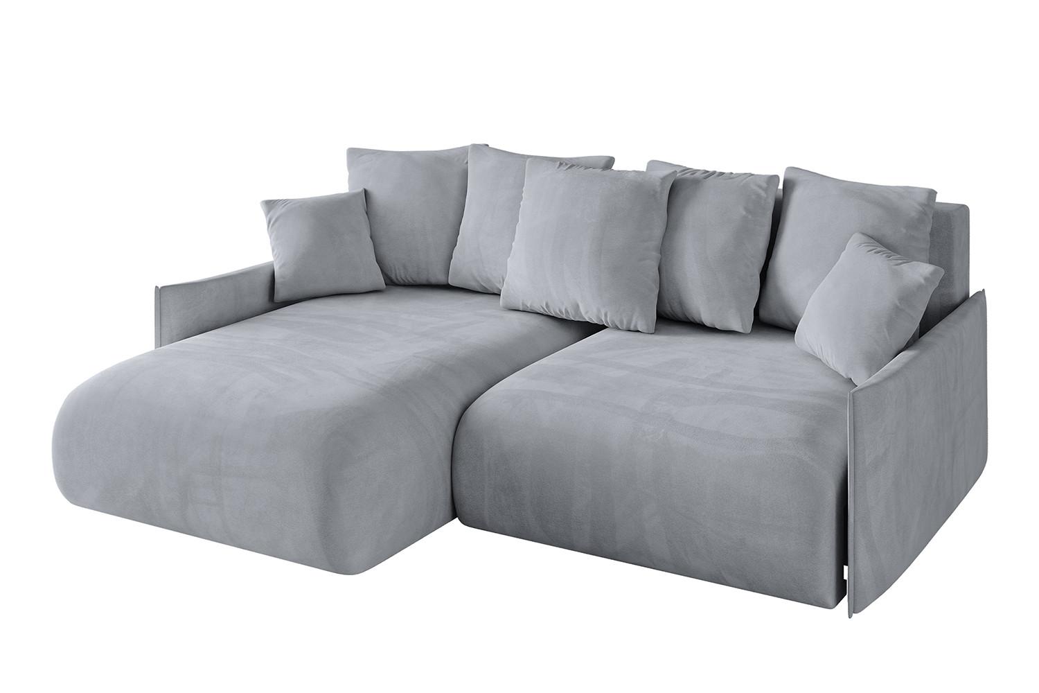 ECKSOFA Ottomane links ONESK-L -v1 216x177x72 Hellgrau Velours - Titanfarben, Holzwerkstoff/Kunststoff (216/177cm) - ALTDECOR