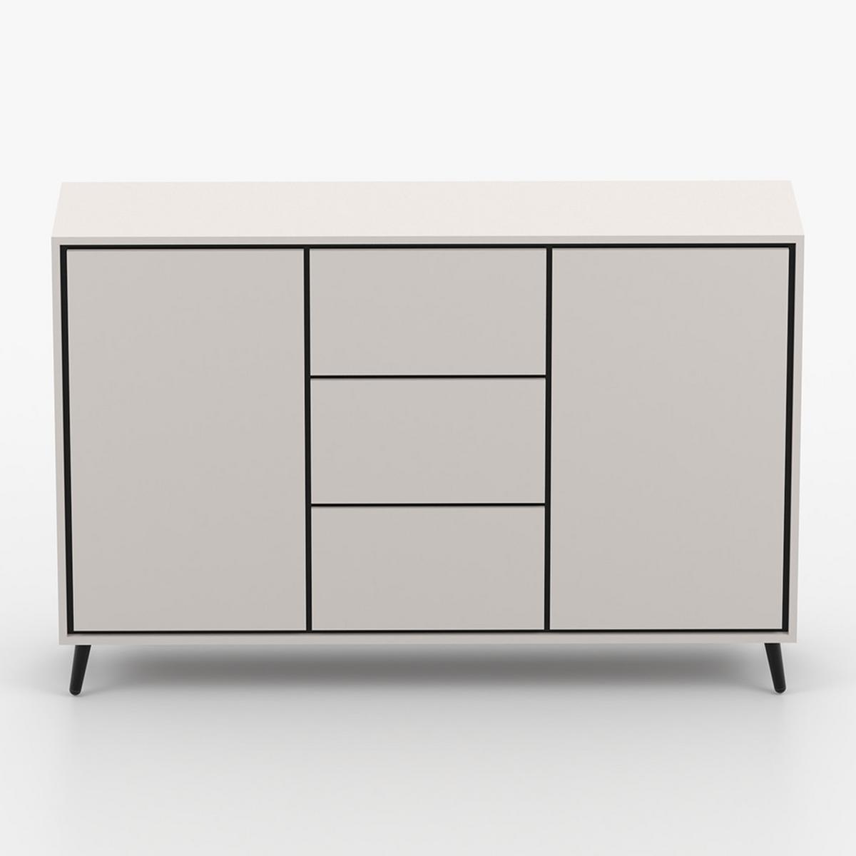 KOMMODE FRESCO 2D3S 90 cm Weiß/Weiß, drei Schubladen, grifflos - Kaschmir, Holzwerkstoff (150/100/40cm) - imoebel24