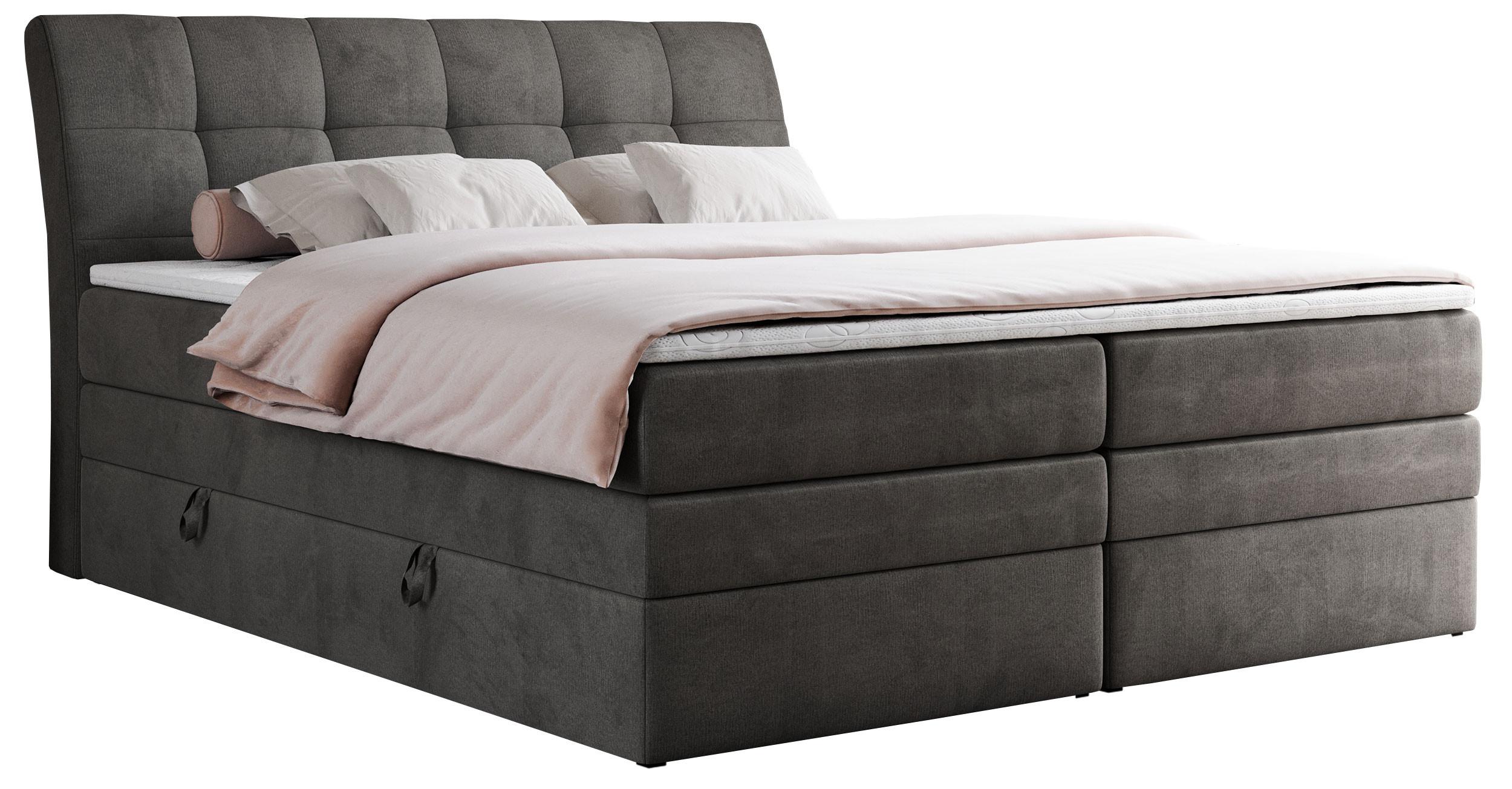 BOXSPRINGBETT GOLD-10 KING 160/200 Dunkelgrau Velvet - H3 - Dunkelgrau, Holz/Textil (160/200cm) - MKS