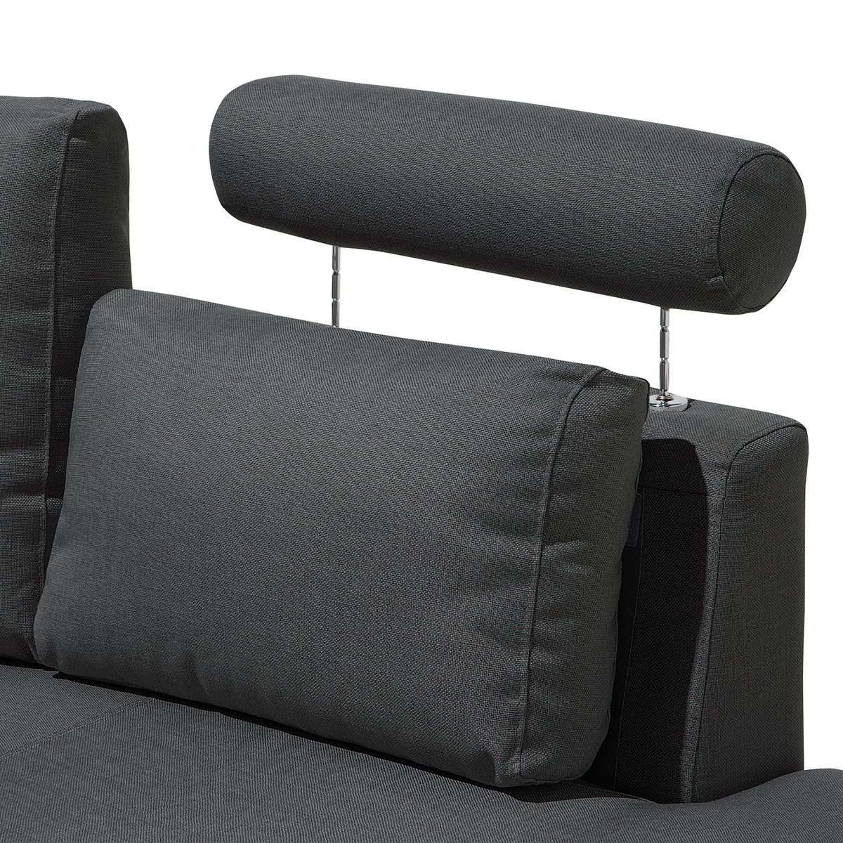 7-SITZER-SOFA mit Ottomane Polyester Grau Rotunde - Dunkelgrau, Textil (448/76/236cm) - Beliani