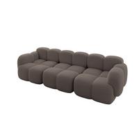 3-SITZER modulares Sofa Miko-S2 300x118x75 cm Braun Bouclé - Dunkelbraun/Schwarz, Holzwerkstoff/Kunststoff (300/75/118cm) - ALTDECOR