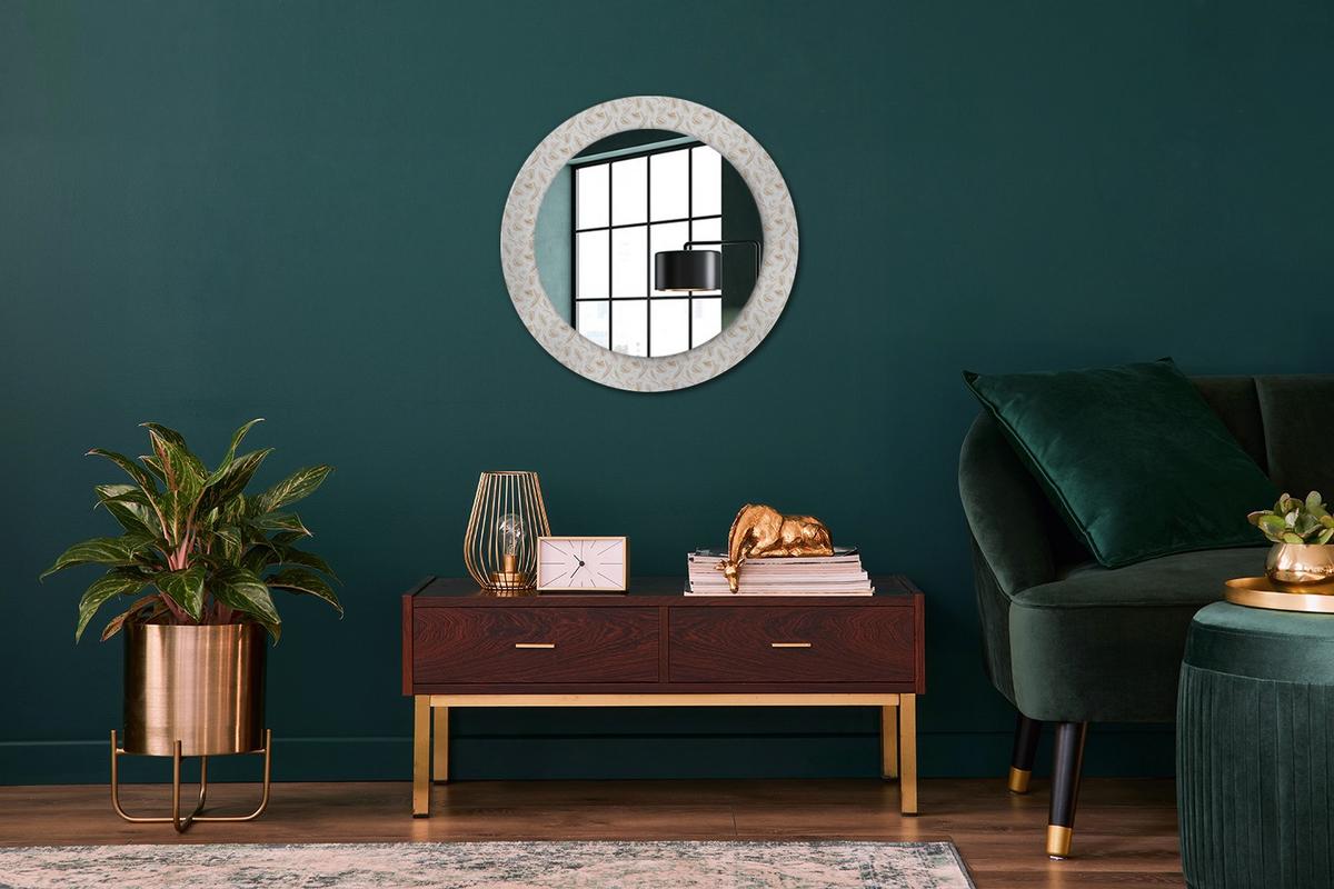 SPIEGEL Rund Ø 60 cm mit Aufdruck - Creme, Glas (60/60/0.4cm) - Wallfluent