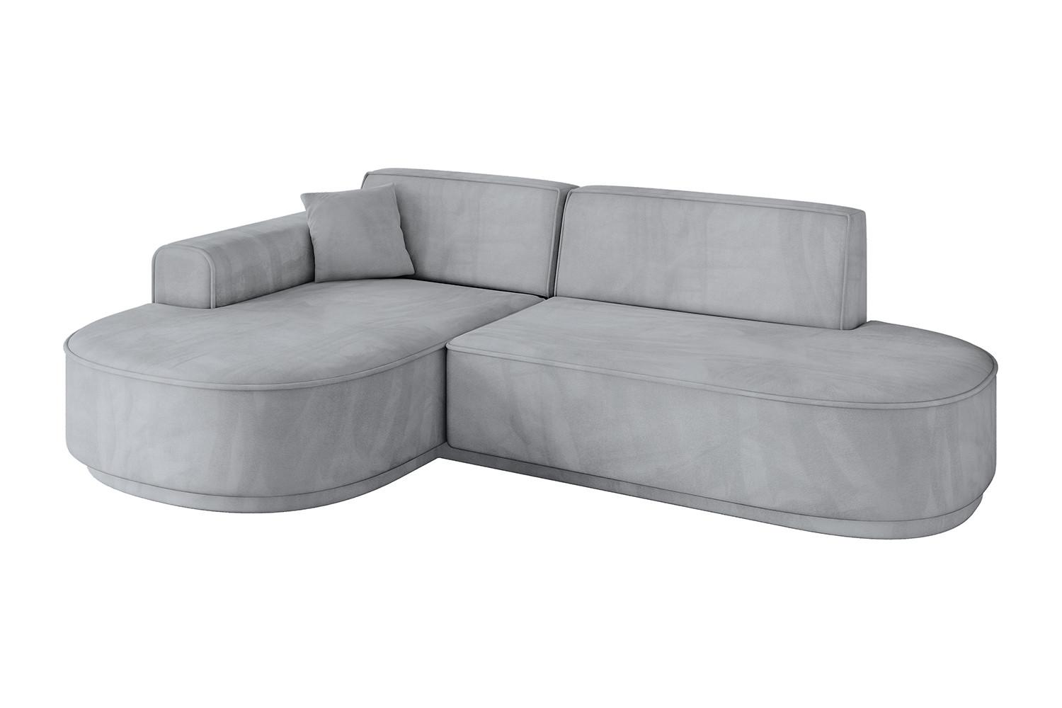 ECKSOFA Ottomane Links MARI-L1-v3 - 243x171x83 cm Grau Velours - Schwarz/Grau, Holzwerkstoff/Kunststoff (243/171cm) - ALTDECOR
