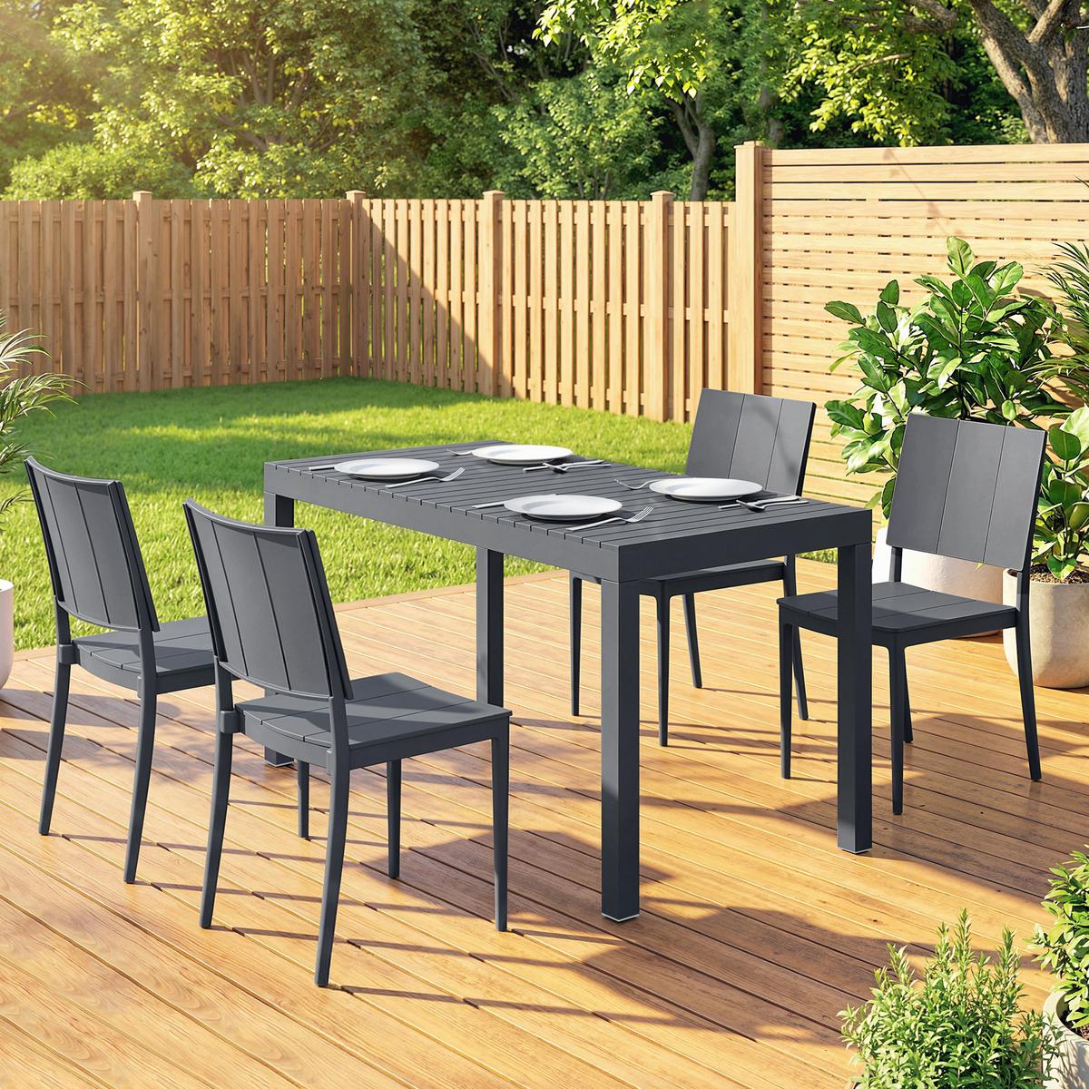 ESSGRUPPE 5-TLG. aus Metall & Kunststoff, Dunkelgrau - Dunkelgrau, Metall - Outsunny