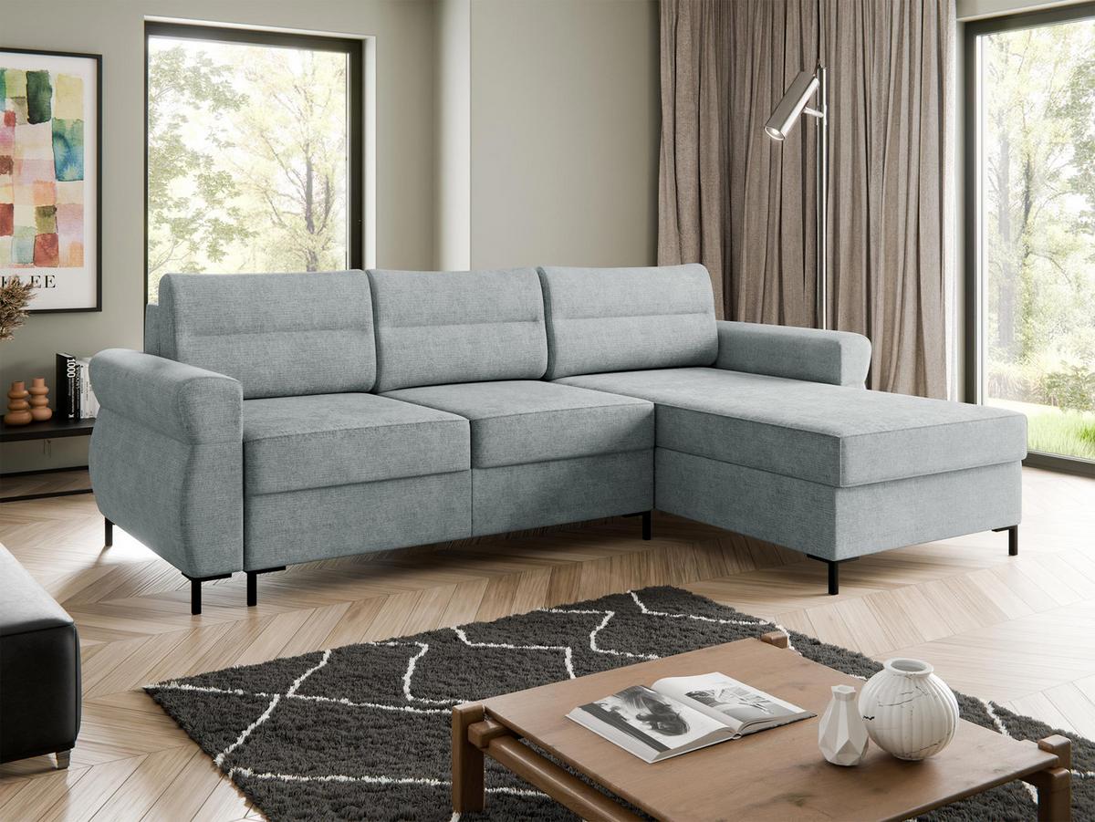 ECKSOFA Berne - Hellgrau/Schwarz, Holz/Kunststoff (258/170cm) - MIRJAN24