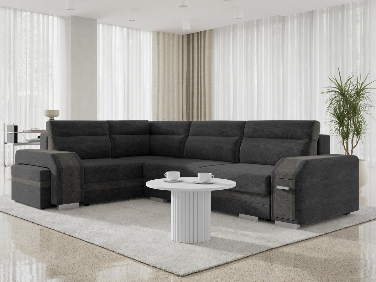 ECKSOFA Assan, Seite: Links - Chromfarben/Dunkelgrau, Holz/Kunststoff (305/205cm) - MIRJAN24