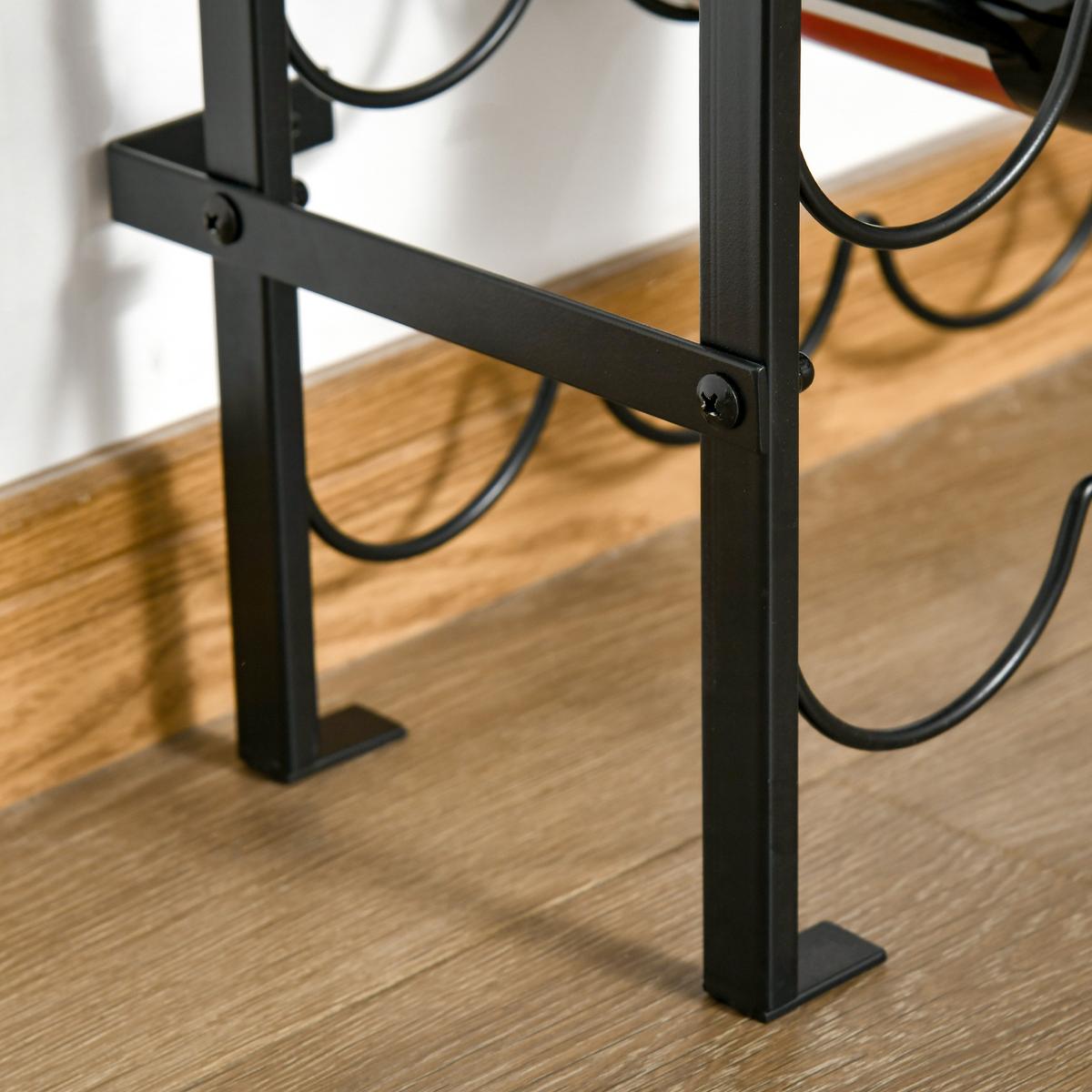 WEINREGAL Weinständer Flaschenregal 60 Flaschen Wandbefestigung Metall Schwarz - Schwarz, Metall (205/118/63cm) - HOMCOM