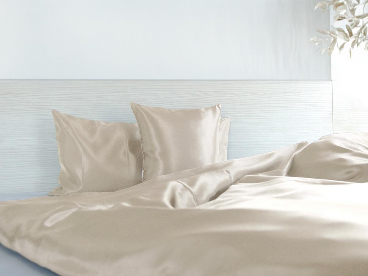 BETTBEZUG Glanz Satin champagner 155/220 cm - Ecru/Champagner, Textil (155/220cm) - beties Heimtextil