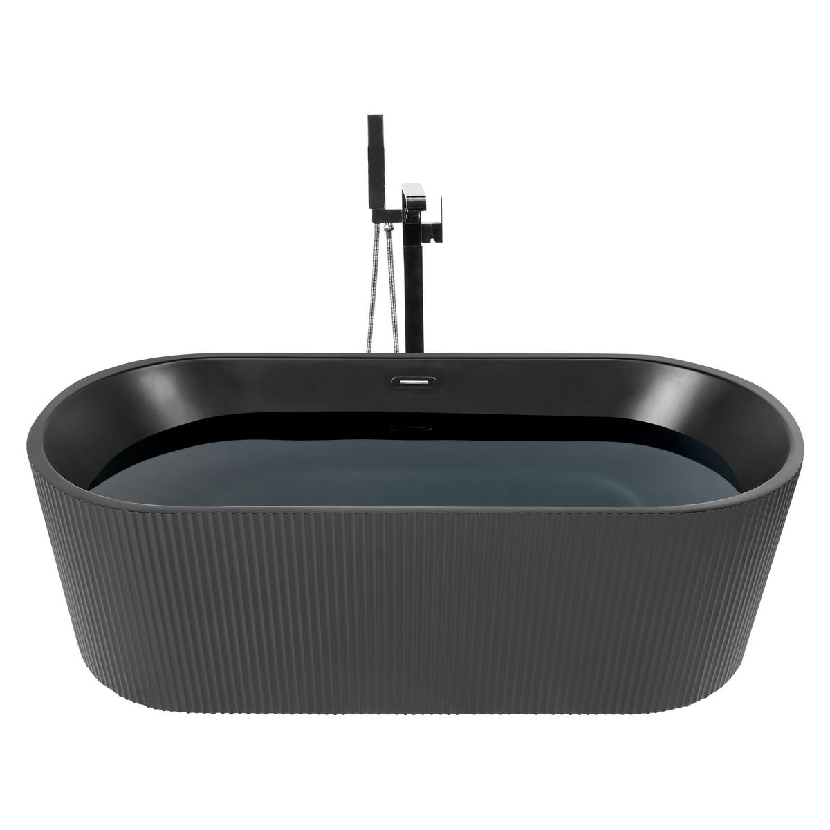 FREISTEHENDE BADEWANNE 81x169x59 cm schwarz Gocta - Schwarz, Kunststoff (81/59/169cm) - Beliani