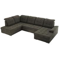 WOHNLANDSCHAFT MADRITO U - Dunkelgrau Velorus - Links - Dunkelgrau/Silberfarben, Textil/Metall (204/89/323cm) - MKS
