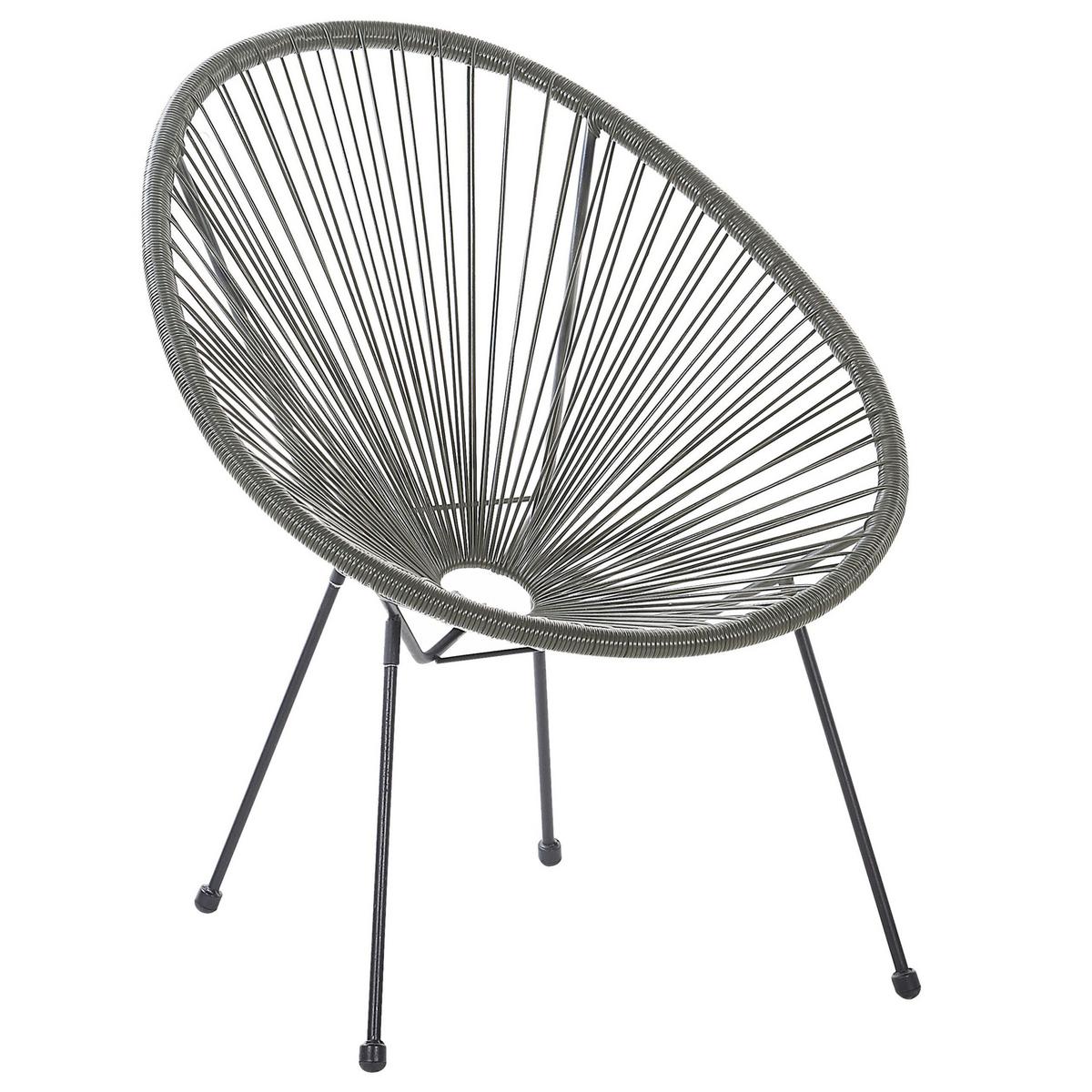 RATTANSTUHL 2er-SET Kunststoff dunkelgrau 70 cm Acapulco II - Dunkelgrau/Schwarz, Kunststoff (70/87/90cm) - Beliani