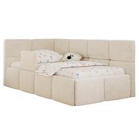POLSTERBETT ARVO ALTA 90/200 - Creme Struktur - Ohne Matratze - Links - Beige, Textil (90/200cm) - MKS