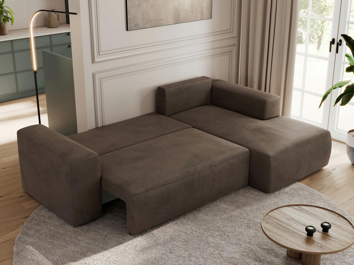 ECKSOFA TRENTINO L Braun Velvet - Rechts - Schwarz/Braun, Kunststoff/Textil (164/266cm) - MKS