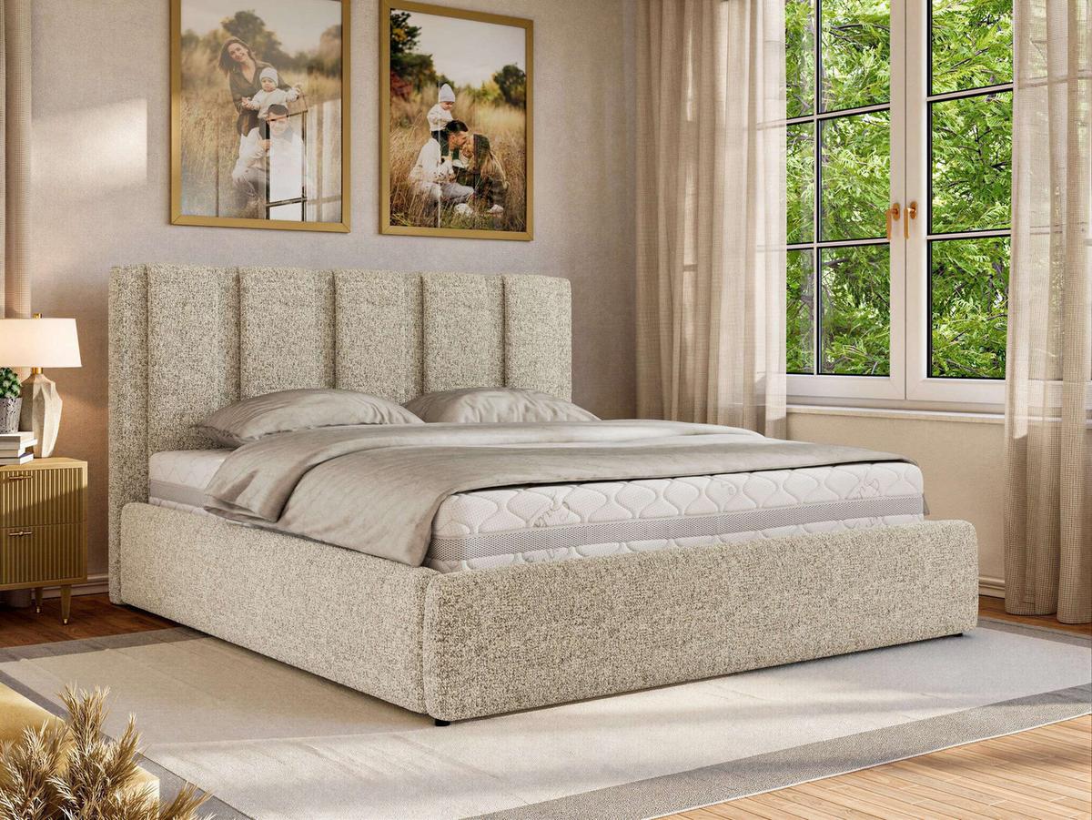 POLSTERBETT SAVINO CLASSIC 160/200 - Beige Struktur - Multipocket-Matratze - Beige, Textil (160/200cm) - MKS