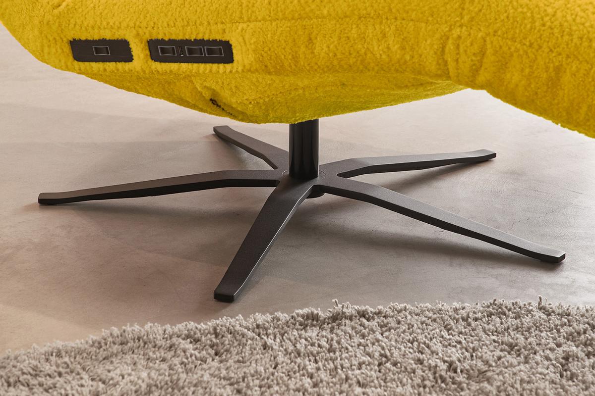 RELAXLIEGE LETICIA Gelb Flachgewebe Relaxfunktion, Drehbar (360°) - Gelb/Schwarz, Textil/Metall (82/115/156cm) - KAWOLA