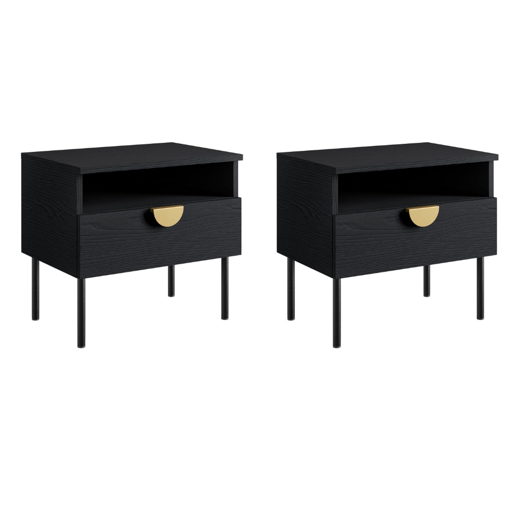 NACHTTISCH Graphitschwarz 50/45,5/34,5 - Graphitfarben, Holzwerkstoff (50/46/35cm) - RAUMHIRSCH FURNITURE