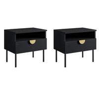 NACHTTISCH Graphitschwarz 50/45,5/34,5 - Graphitfarben, Holzwerkstoff (50/46/35cm) - RAUMHIRSCH FURNITURE