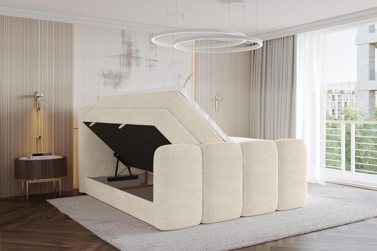 BOXBETT mit Matratze H3|H4 und Lattenrost - NINA-Z KING - 200x200 cm Monolith - Beige - Sahara, Holzwerkstoff (200/200cm) - ALTDECOR