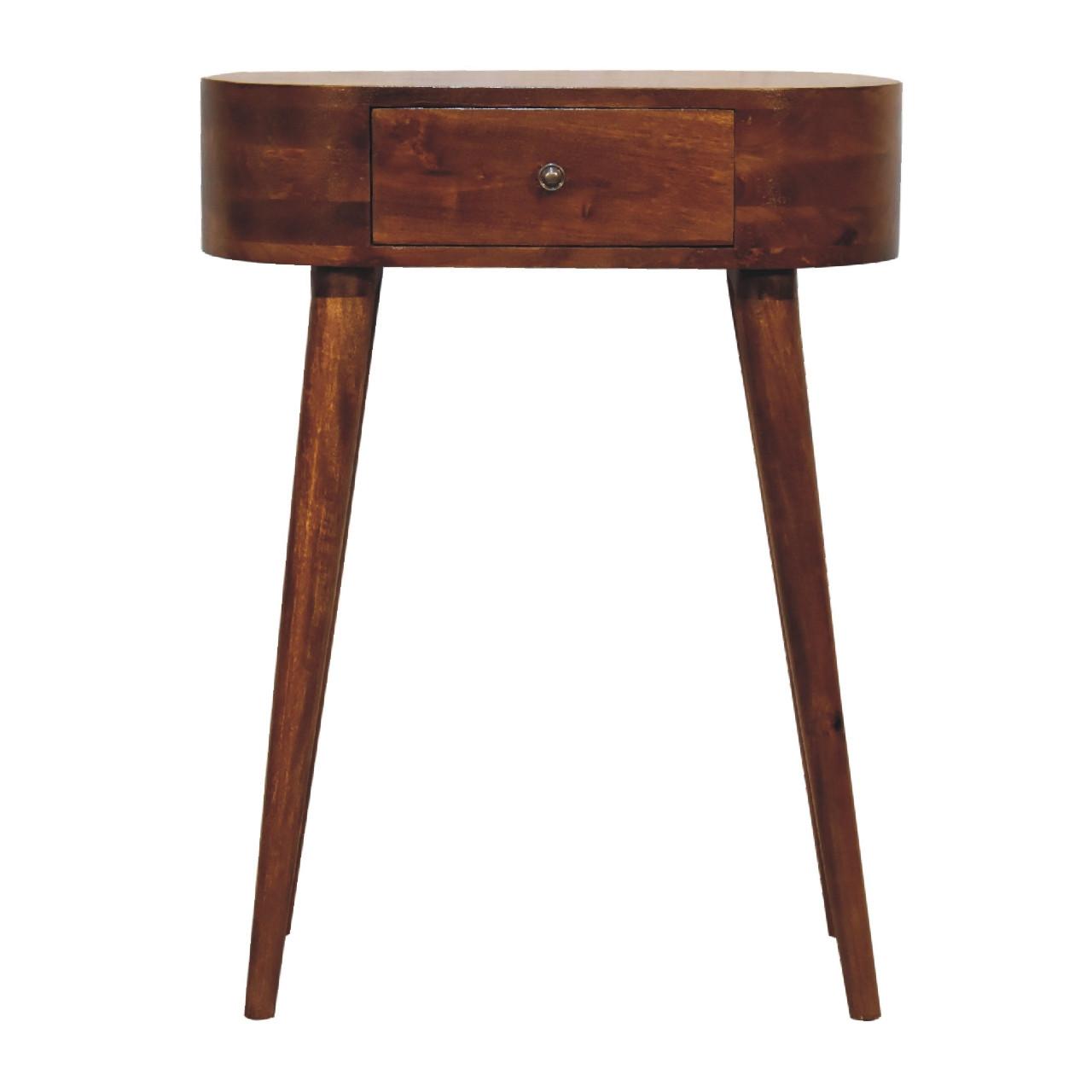 KONSOLE Massivholz Mini Albion Kastanienbraun, 1 Schublade, Dunkelbraun - Dunkelbraun/Messingfarben, Holz/Metall (30/60/78cm) - Artisan Furniture