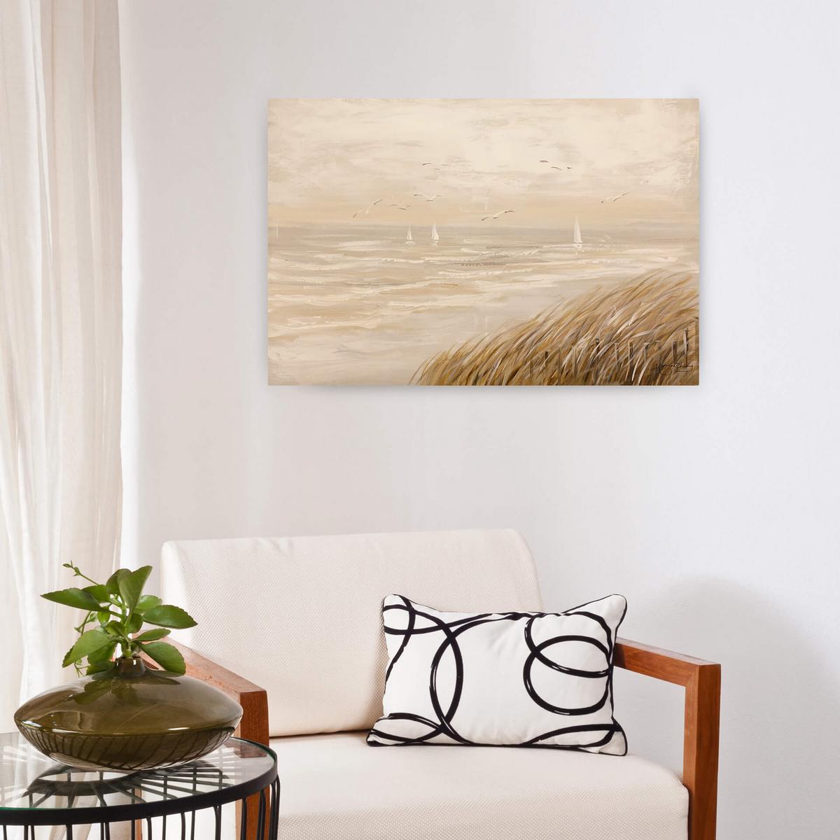 ÖLGEMÄLDE 90/60 cm - Beige, Holz/Textil (90/60cm) - KUNSTLOFT