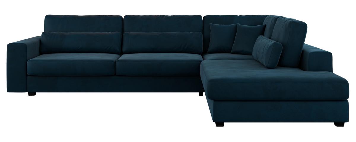 ECKSOFA Savona Dunkelblau Velvet - rechts - Schwarz/Dunkelblau, Kunststoff/Textil (249/316cm) - MKS