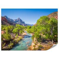 FOTOTAPETE für Esszimmer Virgin River Bäume Felsen Berge Natur 500x350 - Türkis/Blau, Papier (500/350cm) - Muralo