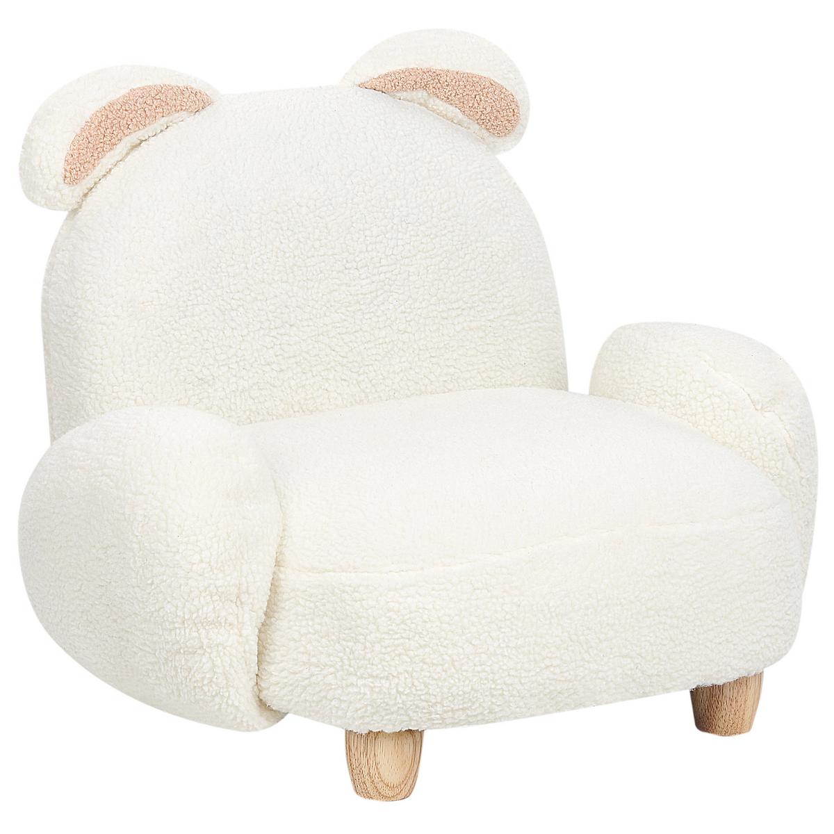 KINDERSESSEL Teddy-Optik cremeweiß Tierform Hase Kanna - Weiß, Kunststoff/Textil (65/45/51cm) - Beliani