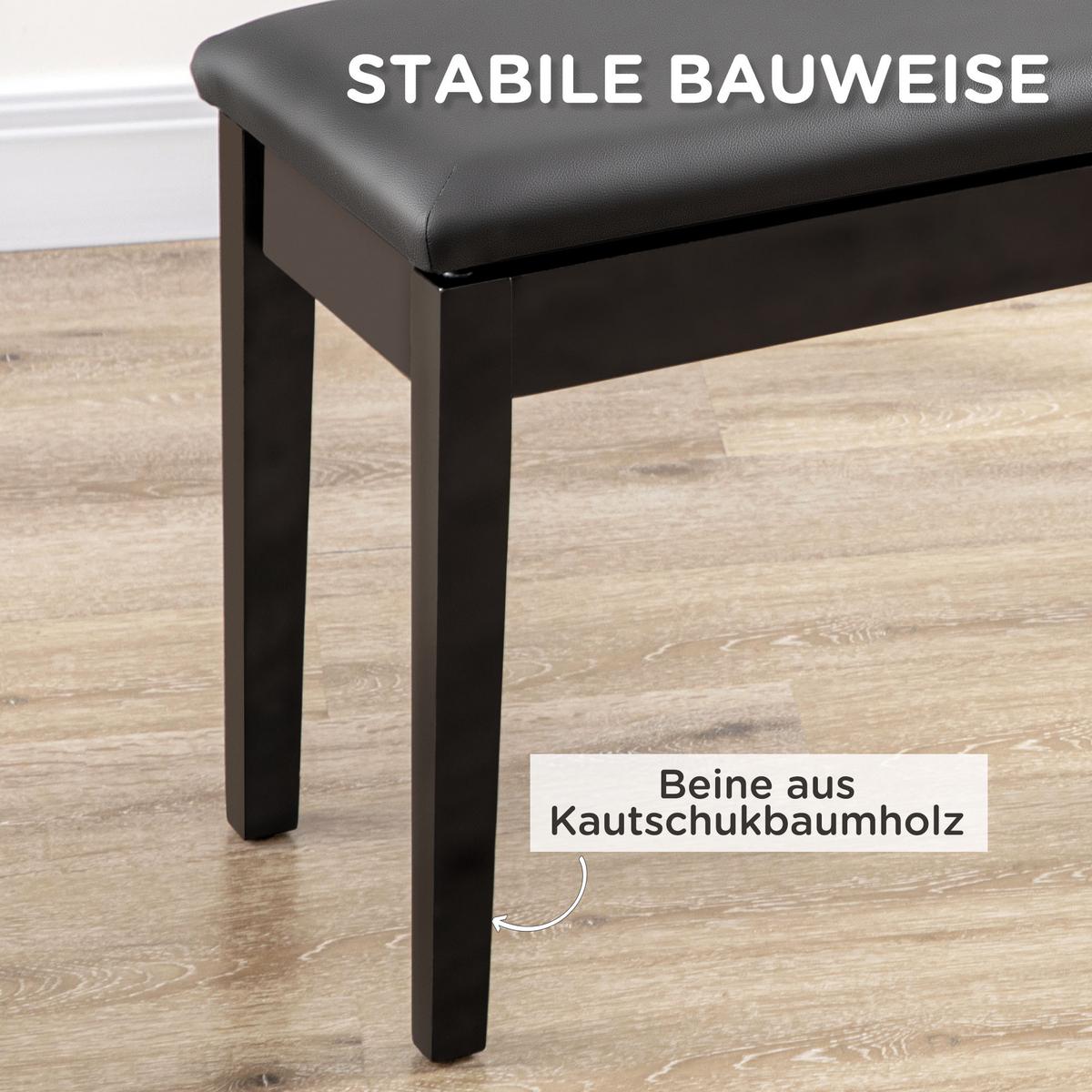 KLAVIERBANK Klavierhocker mit versteckten Stauraum, bis 150 KG Belastbar Schwarz - Schwarz, Holz (35/49/75cm) - HOMCOM